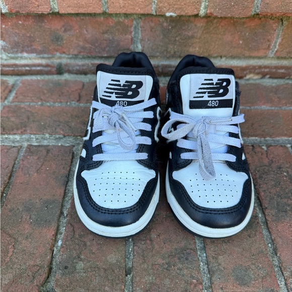 New Balance 480 Black Faux Leather Running Sneakers Size 13M kids boys toddler - Picture 2 of 9